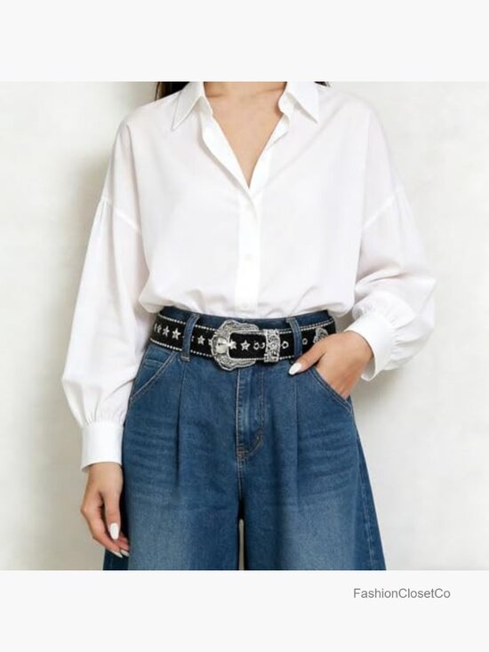 Rhinestone Studded PU Leather Belt with Engraved Buckle main image 7